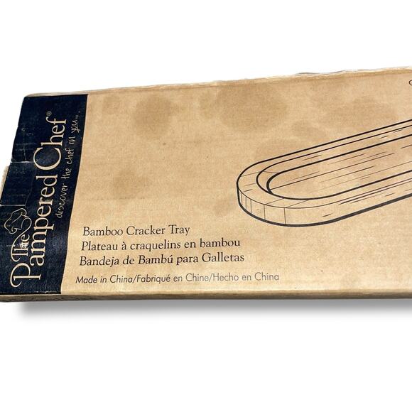 Pampered Chef Bamboo Cracker Snack Serving Party Tray Platter 2247 Wood 15 x 5" - Picture 5 of 10